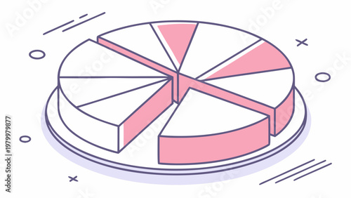 Pure Vector Illustration of Minimal Pie Chart Infographic – Business Data Visualization