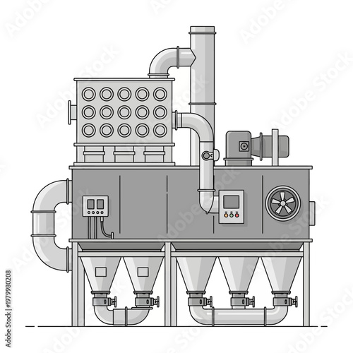 Industrial drying machine for food and pharmaceuticals with cyclone separators and control panel