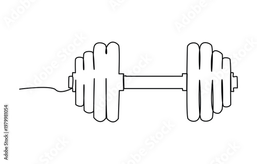 Sports dumbbell one line art. Continuous one line drawing of sport, strength, power, lifting, activity