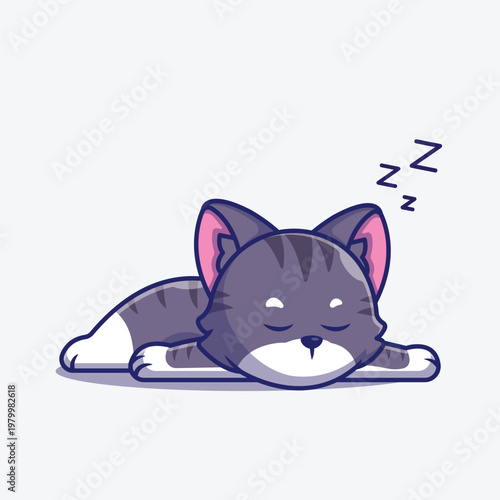 Sleeping cat cartoon cute pet resting illustration