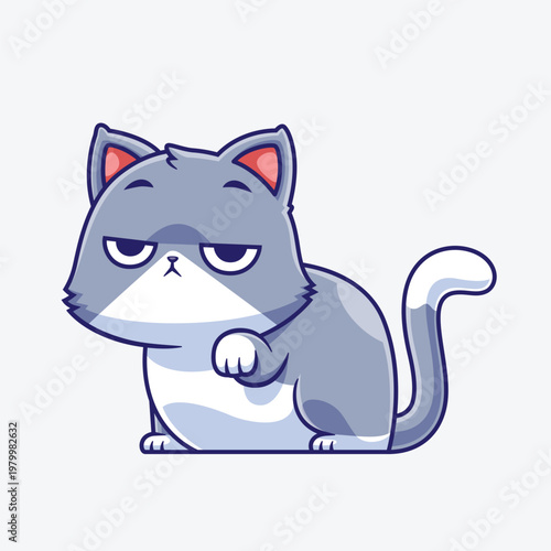Cute angry cat cartoon character cute pet expression illustration