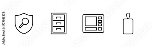 Cyber security and cloud data protection outline icon set