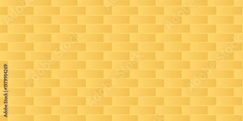 Gold brick wall background, flat vector illustration
