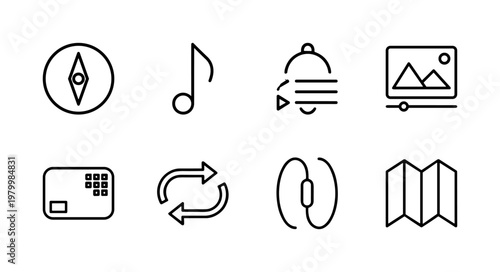 Video and movie streaming outline icon set.