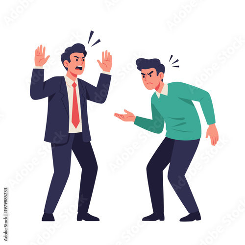 Two businessmen arguing, conflict and disagreement concept illustration
