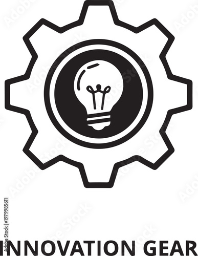 Innovation Gear Logo: Lightbulb and Cogwheel Vector Illustration