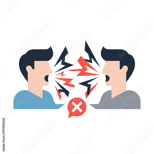 Conflict and disagreement between two people, verbal argument, communication breakdown