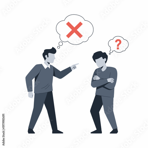 Conflict and Misunderstanding: Man Accuses Another with Red Cross Symbol