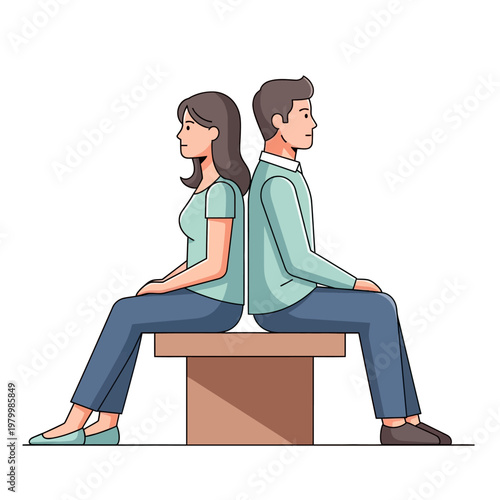 Couple sitting back to back, relationship conflict, disagreement, silent treatment, emotional distance