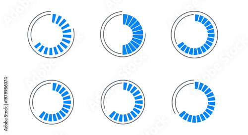 Blue Circular Segment Progress Indicators.