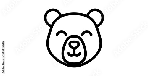 Cute Bear Face Vector Icon Minimalist Illustration