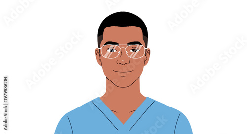 Young man wearing glasses on white background