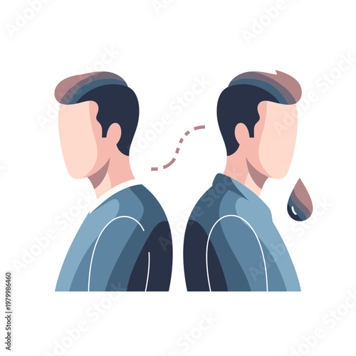 Sad Man Crying Tear, Emotional Sadness, Facing Away