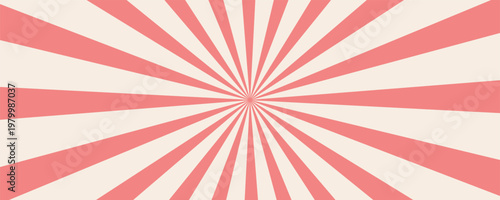 Retro background with rays or stripes in the center. Sunburst or solar burst retro background. Starburst abstract background. Vector illustration