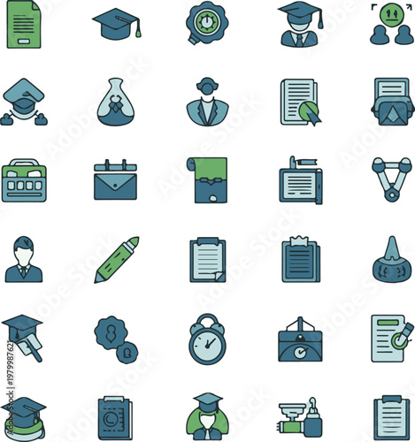 Education and Learning Icon Set: Academic Achievement and Career Development Vectors
