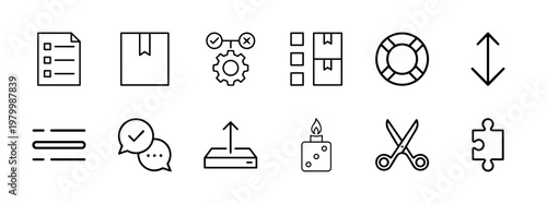 Minimalist logistics and customer support outline icons