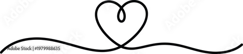 Minimalist heart shape continuous line drawing illustration perfect for valentine designs