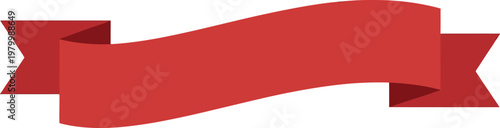 A vibrant red blank ribbon banner with pointed ends, ideal for text or announcements