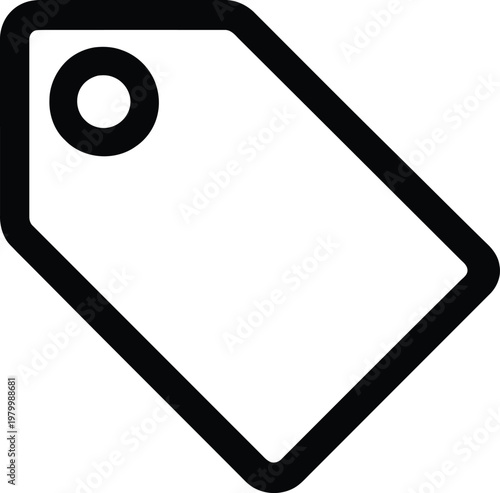 Minimal price tag icon for ecommerce and retail sales labels on transparent background