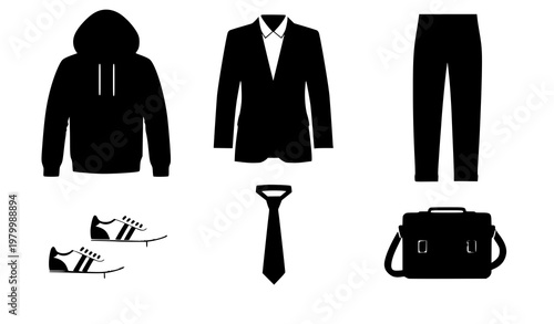 Male Clothing Icons Set Casual Formal Wear Flat Vector Illustration