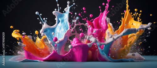 Experience the explosive energy and vibrant harmony of colors colliding in a spectacular fluid dance.