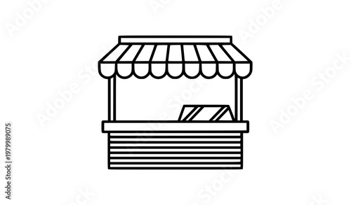 Market stall outline icon vector retail shop symbol