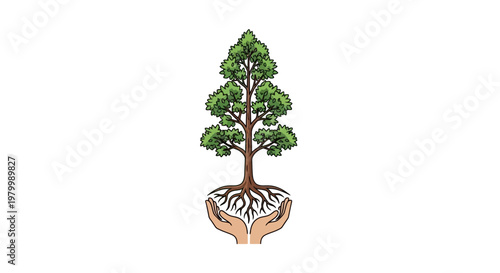 Canvas Print Tree with roots in hands.