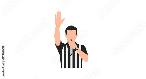 Referee in black and white stripes.