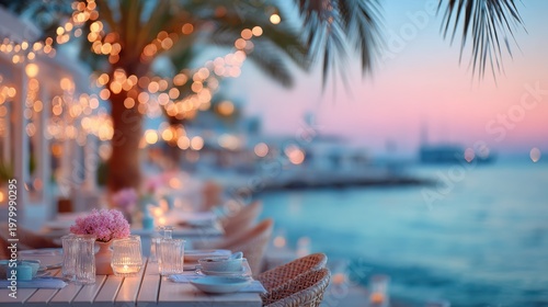 Seaside resort blur with all inclusive vacation and relaxation