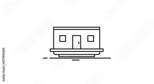 Simple house with door and windows.