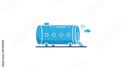 Simple blue cylindrical industrial machine.