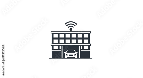 Smart garage with car and wifi.
