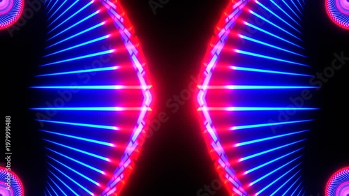 Red and Blue Neon Dragon Tail Kaleidoscope Background VJ Loop in 4K