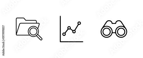 Minimalist startup and business development line icon set
