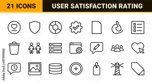 Minimalist feedback and customer satisfaction icon set for web and mobile UI