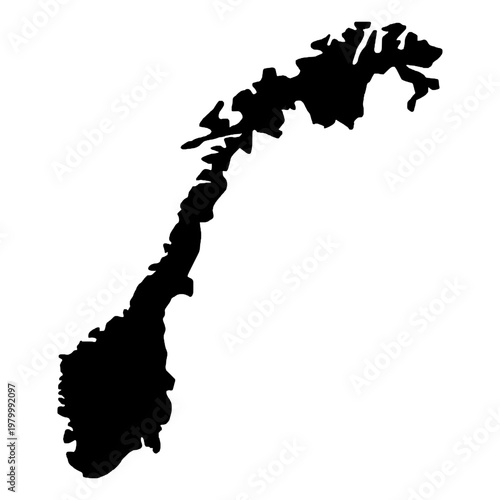 Norway Black Map Flat Design