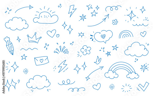 Decorative doodles sketch scribble hand drawn handmade pencil pen marker set vector graphic design illustration art for business infographic journal set pointing arrow speech bubble line outline shape