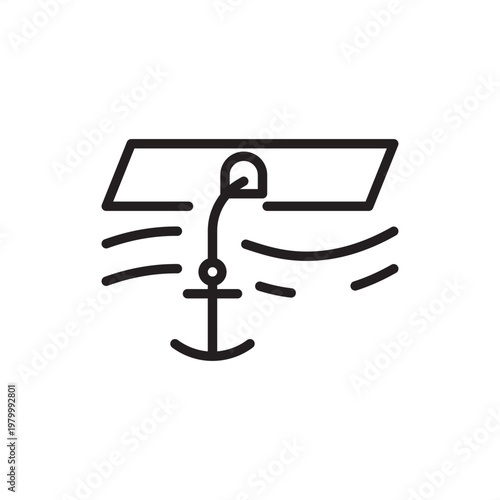 Anchor handling icon symbolizing offshore mooring, representing AHTS hardware, winch tools, subsea stabilizer gear, tethering systems, and industrial maritime logistics for drilling rig positioning.