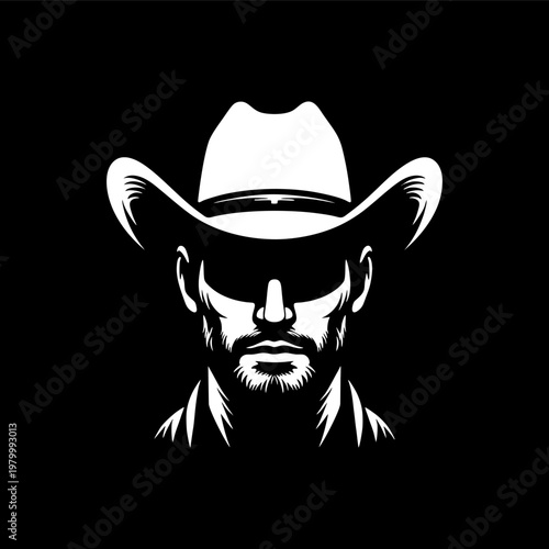 simple stencil silhouette cowboy head vector