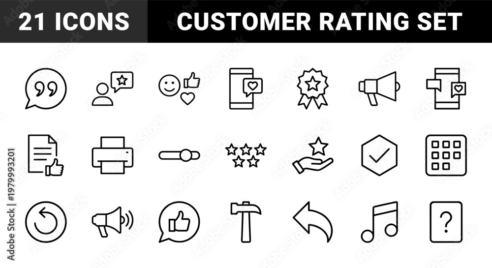 Fototapeta premium Minimalist customer feedback and review outline icons