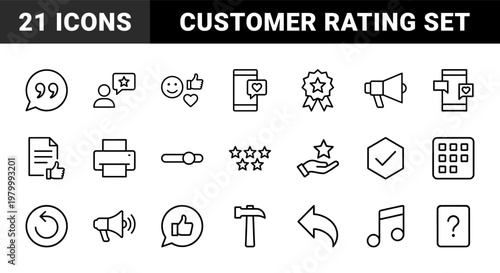 Minimalist customer feedback and review outline icons