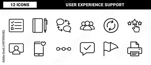 Minimalist outline customer feedback and support icon set
