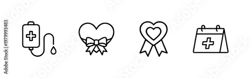 Minimalist volunteer and community support line icon set for social welfare projects