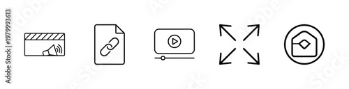 Digital video and media streaming minimalist line icons