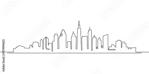 city skyline with tall buildings and skyscrapers