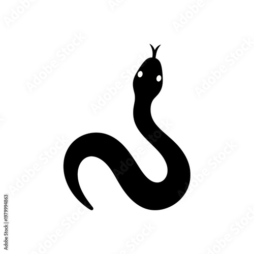 Black snake silhouette with white eyes