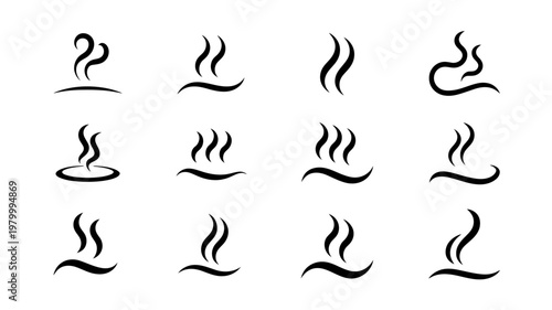 Smoke steam icons set