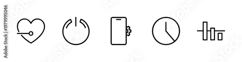 Minimalist settings and technical configuration outline icon set for engineering and web design.