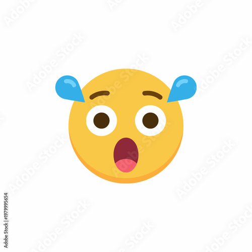 Anxious Emoji with Open Mouth and Sweat Droplets.