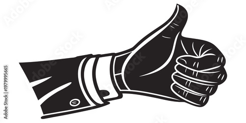 Business executive hand gesture with thumb up showing approval agreement business positive confirmed illustration isolated marketing monochrome corporate professional